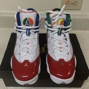 Jordan Multicolor Red and White Sneakers